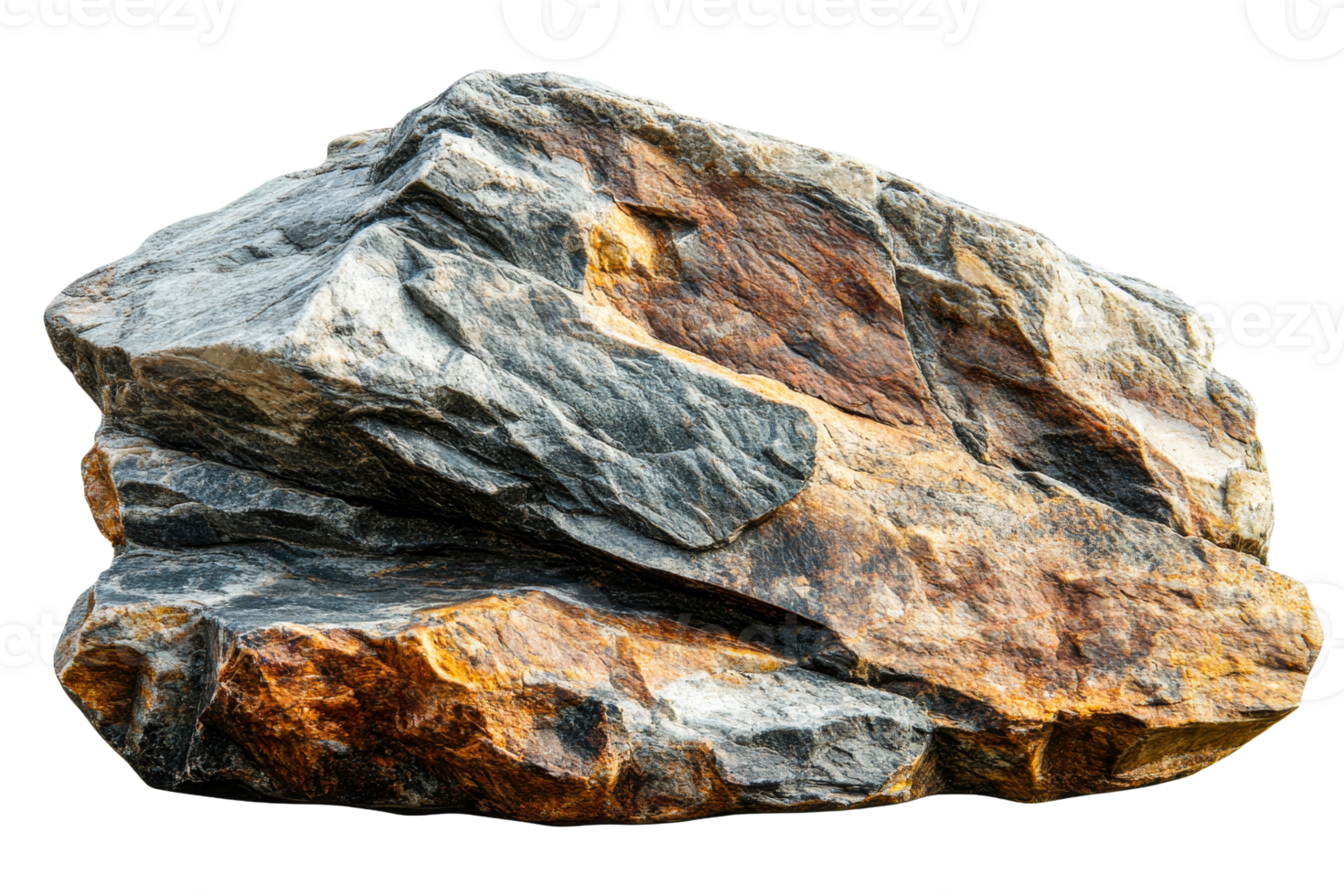 Large multi-colored rock, rough textures and formations, geology, cut out transparent png