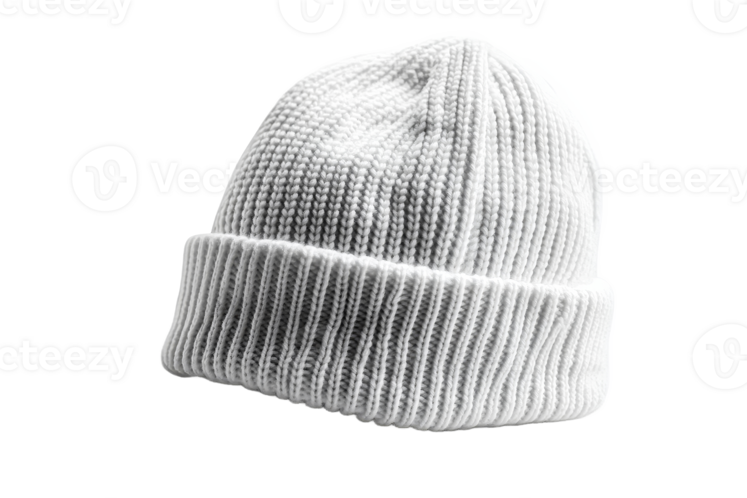 White knitted beanie, fashionable headwear apparel, winter style, cut out transparent png