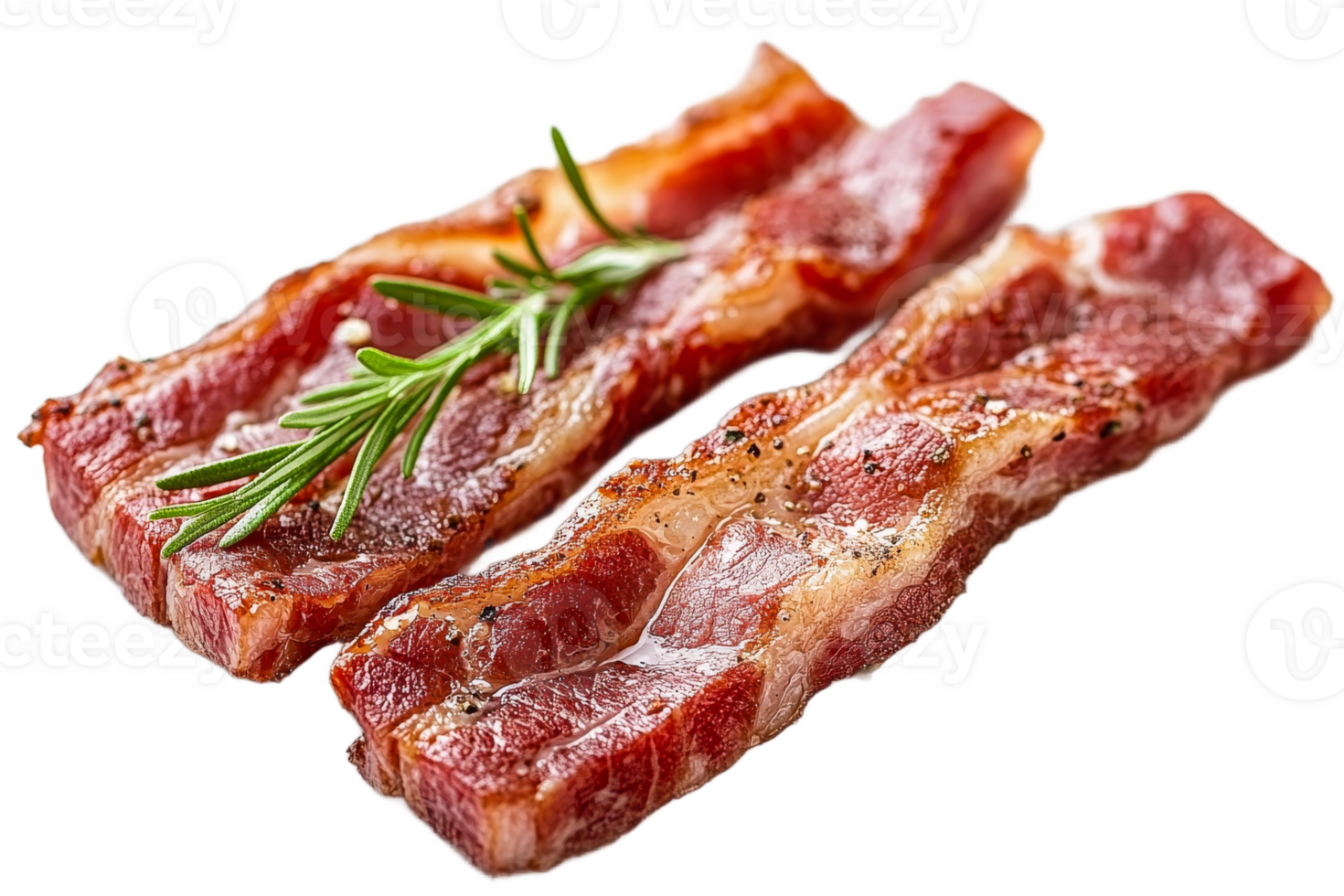 Grilled slices of marbled beef with rosemary, cut out transparent png