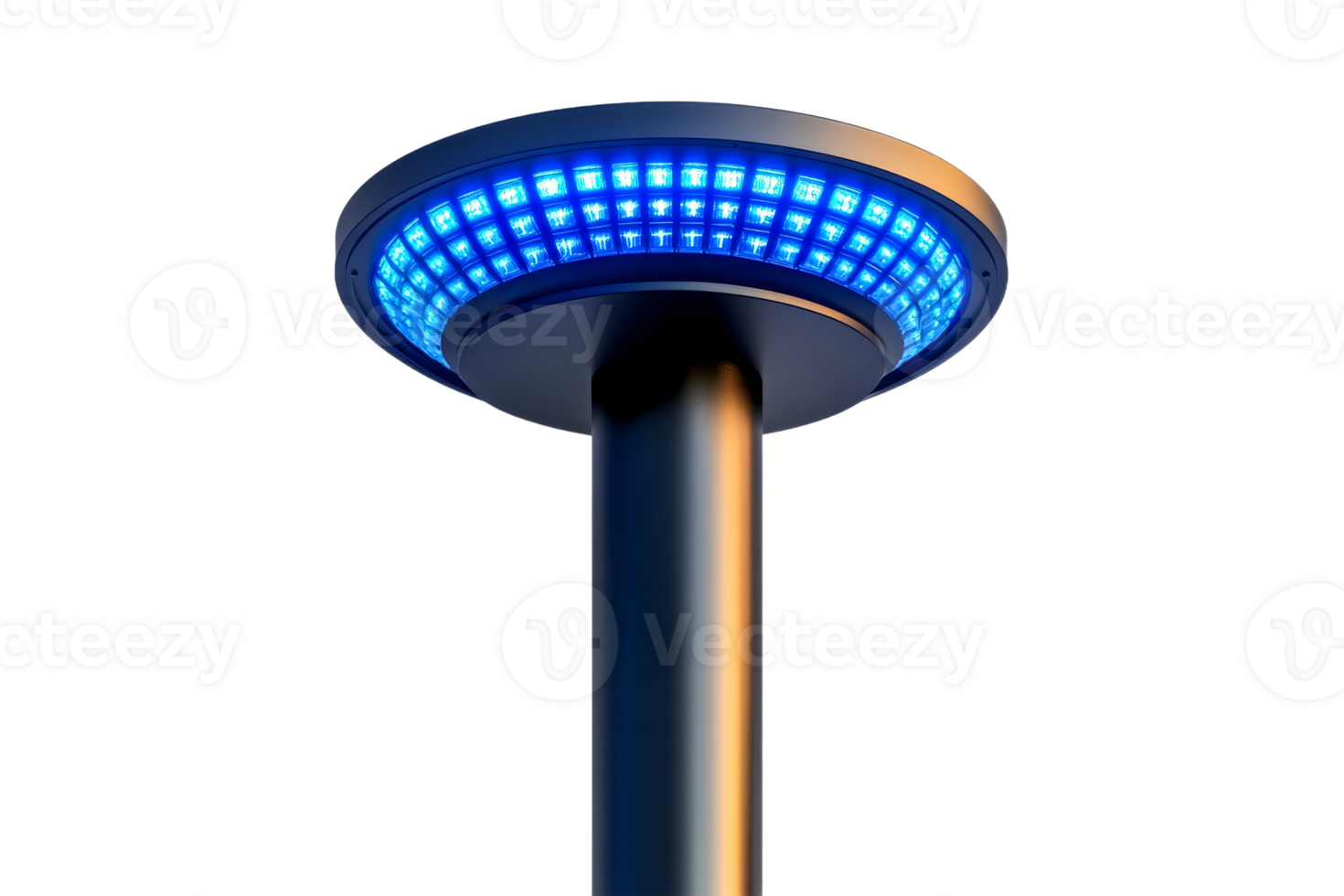 Futuristic Light Fixture with Blue LEDs on Black, cut out transparent png