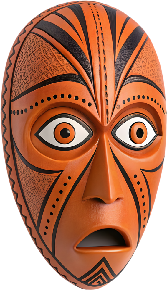 Intricate African voodoo mask with authentic cultural significance and ritualistic carvings artwork. . png