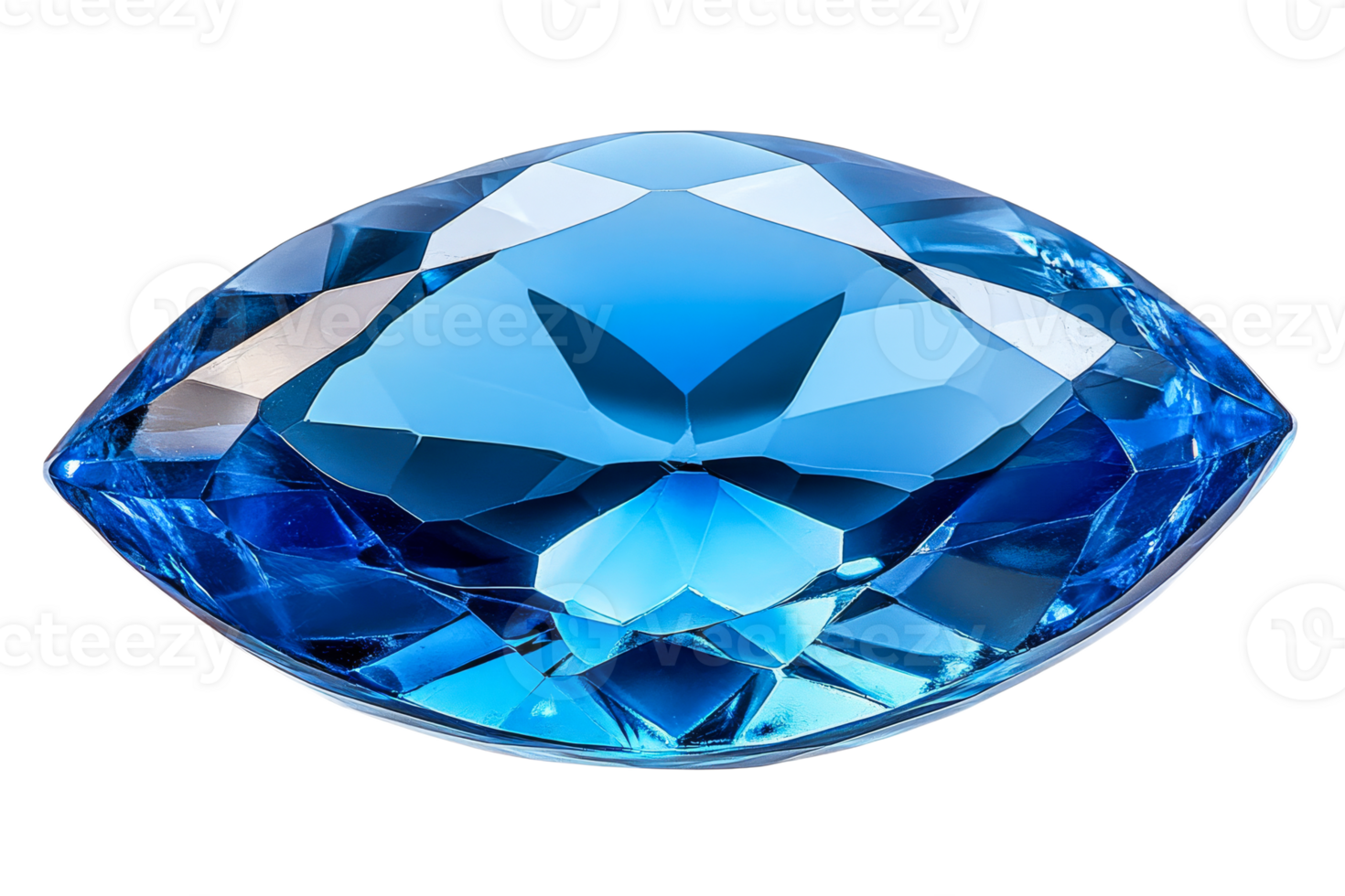 Shiny sapphire gemstone in a square cut, luxury crystal, cut out transparent png