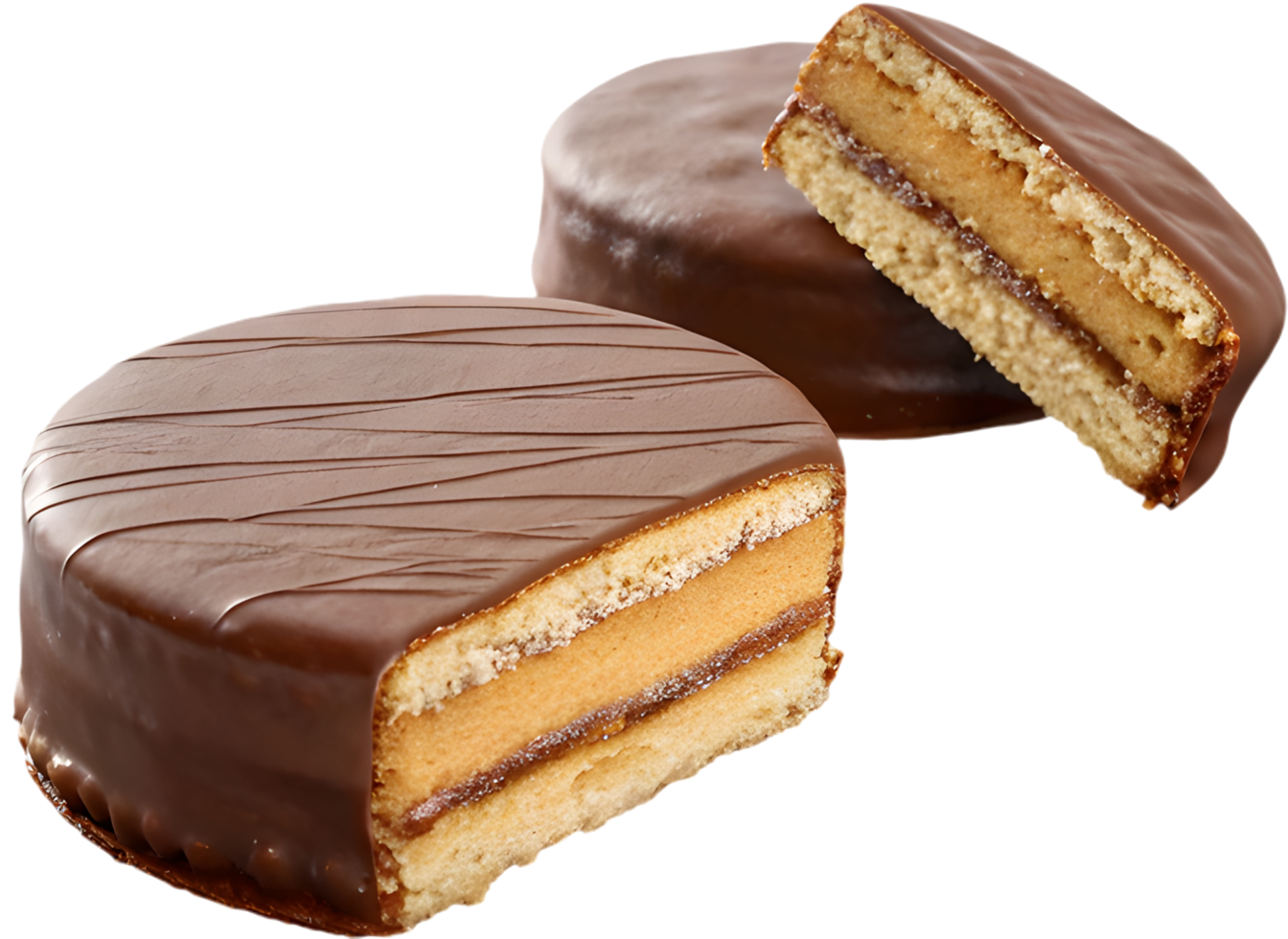 Caramel-filled Alfajores cookie with sweet powdered sugar finish clipart. . png