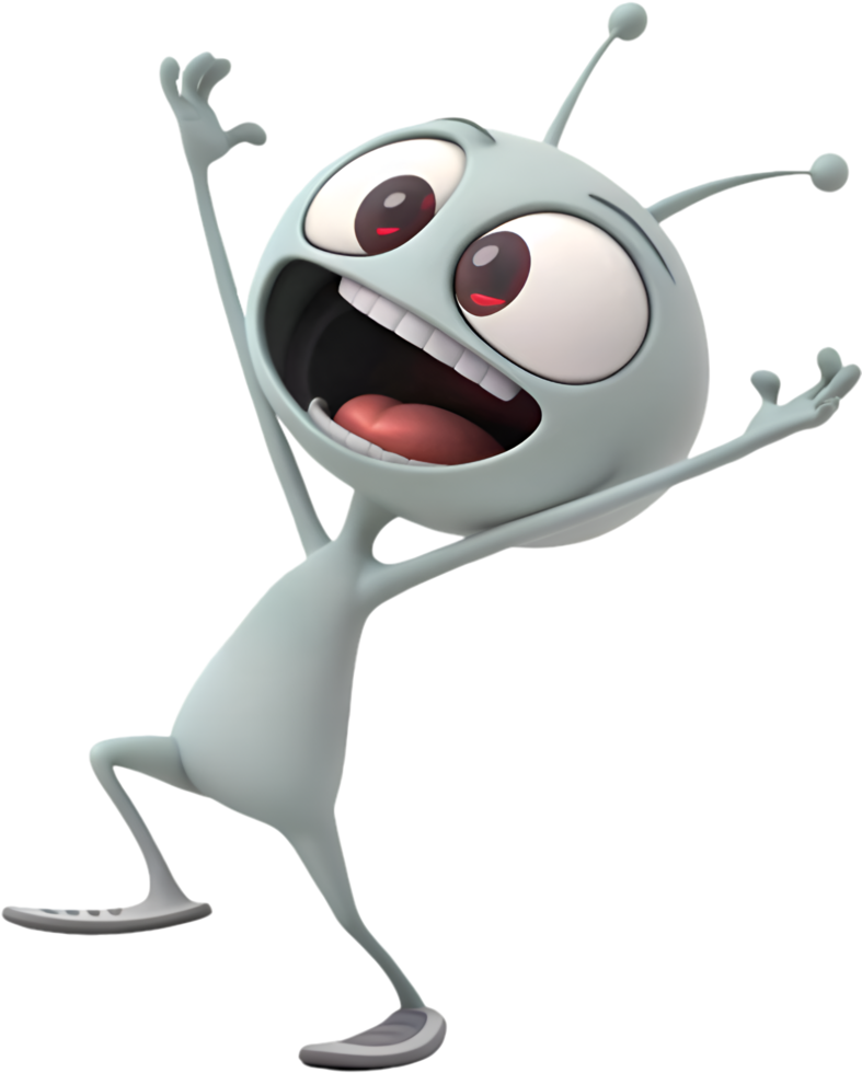 Colorful Alien Character with Big Eyes and Playful Nature. . png