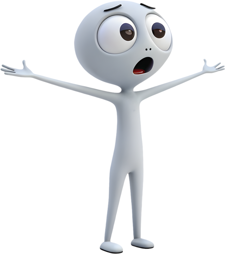 Big-eyed Cartoon Alien with a Playful and Fun Personality. . png