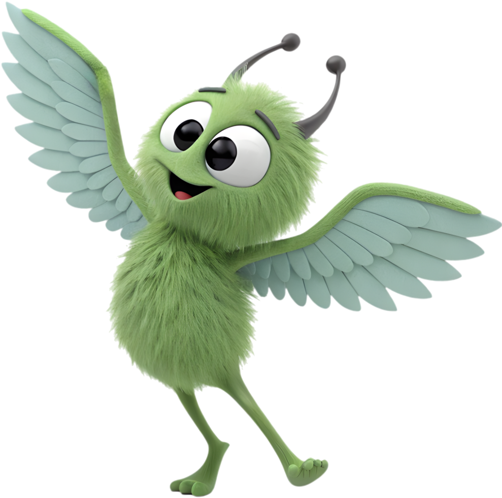 Alien Cartoon Character with Big Eyes and Playful Nature. . png