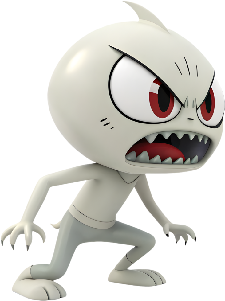 Cheerful Alien Cartoon with Playful Character and Bright Eyes. . png