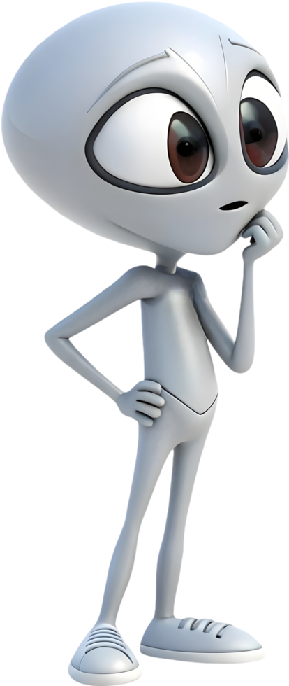 Big-eyed Playful Alien Character in Colorful Cartoon Style. . png
