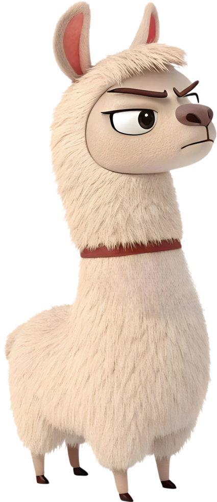 Adorable Alpaca Clipart with Fluffy Fur and Friendly Expression. . png