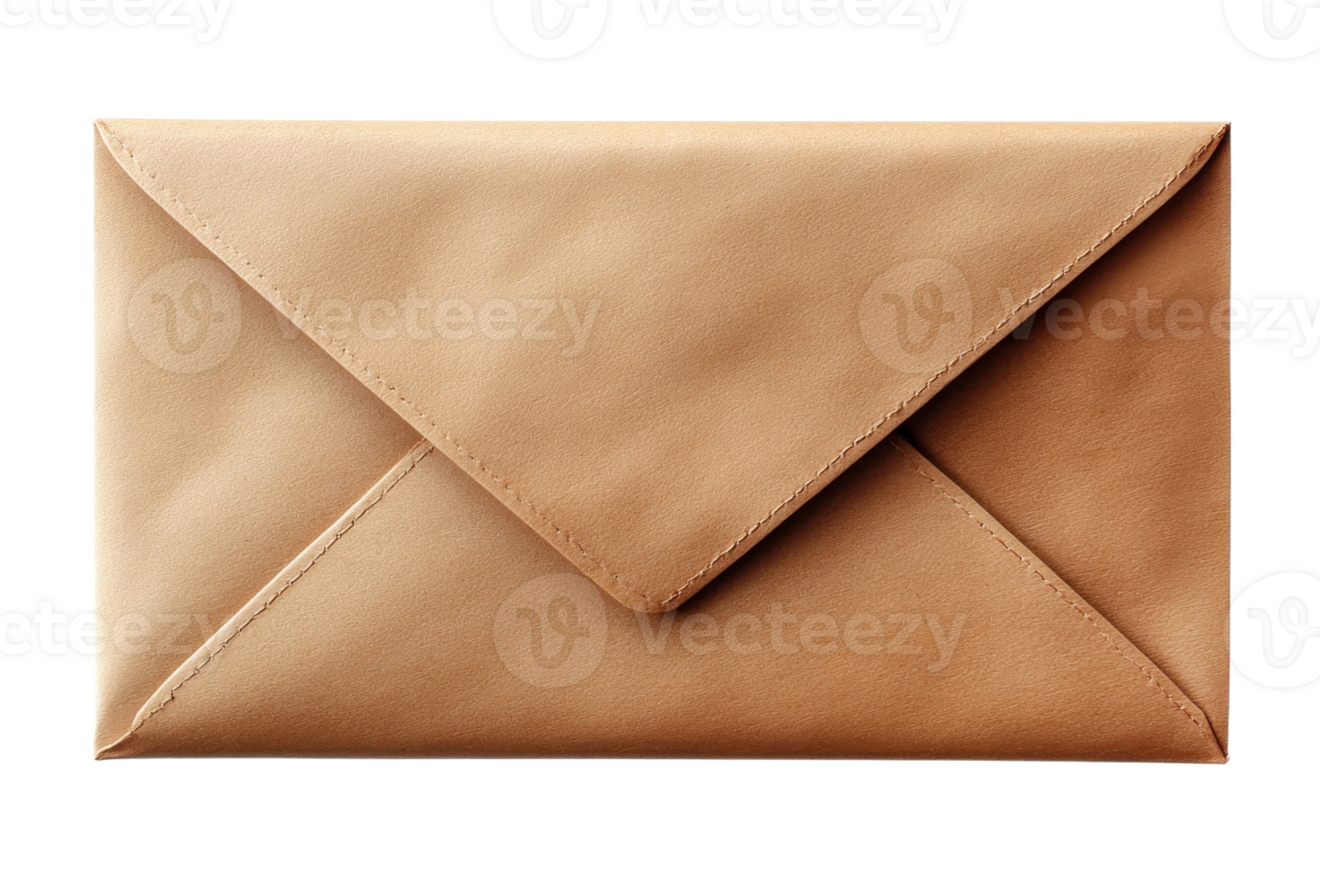 Closed brown paper envelope with a neat classic look, cut out transparent png