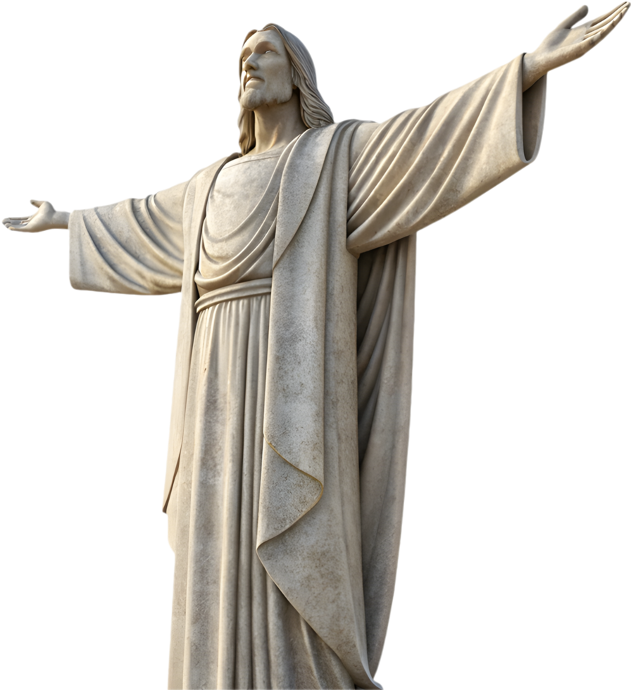 Divine figure of Jesus statue representing universal belief. . png