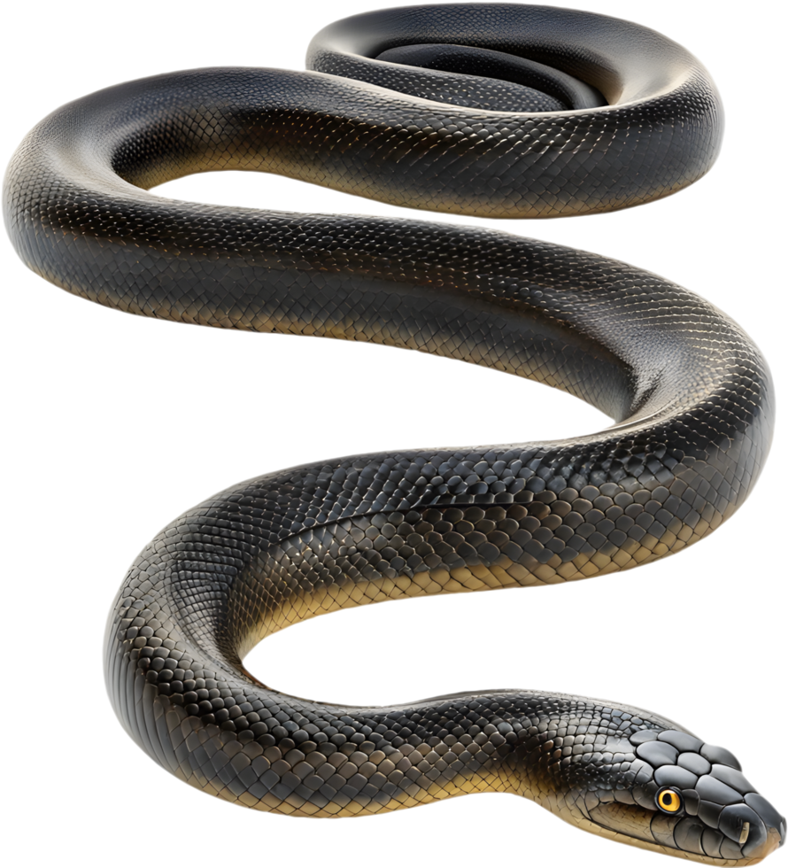 Massive anaconda snake slithering in a tropical jungle habitat. . png