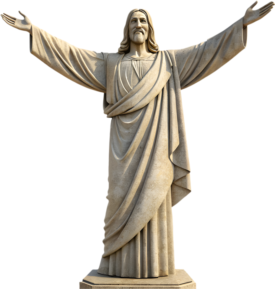 Religious belief and sacred figure captured in Jesus statue. . png