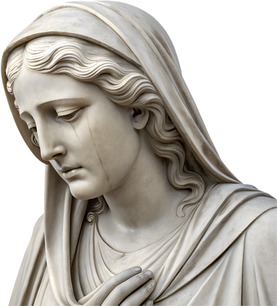 Spiritual peace and maternal grace symbolized in Mother Mary statue. . png