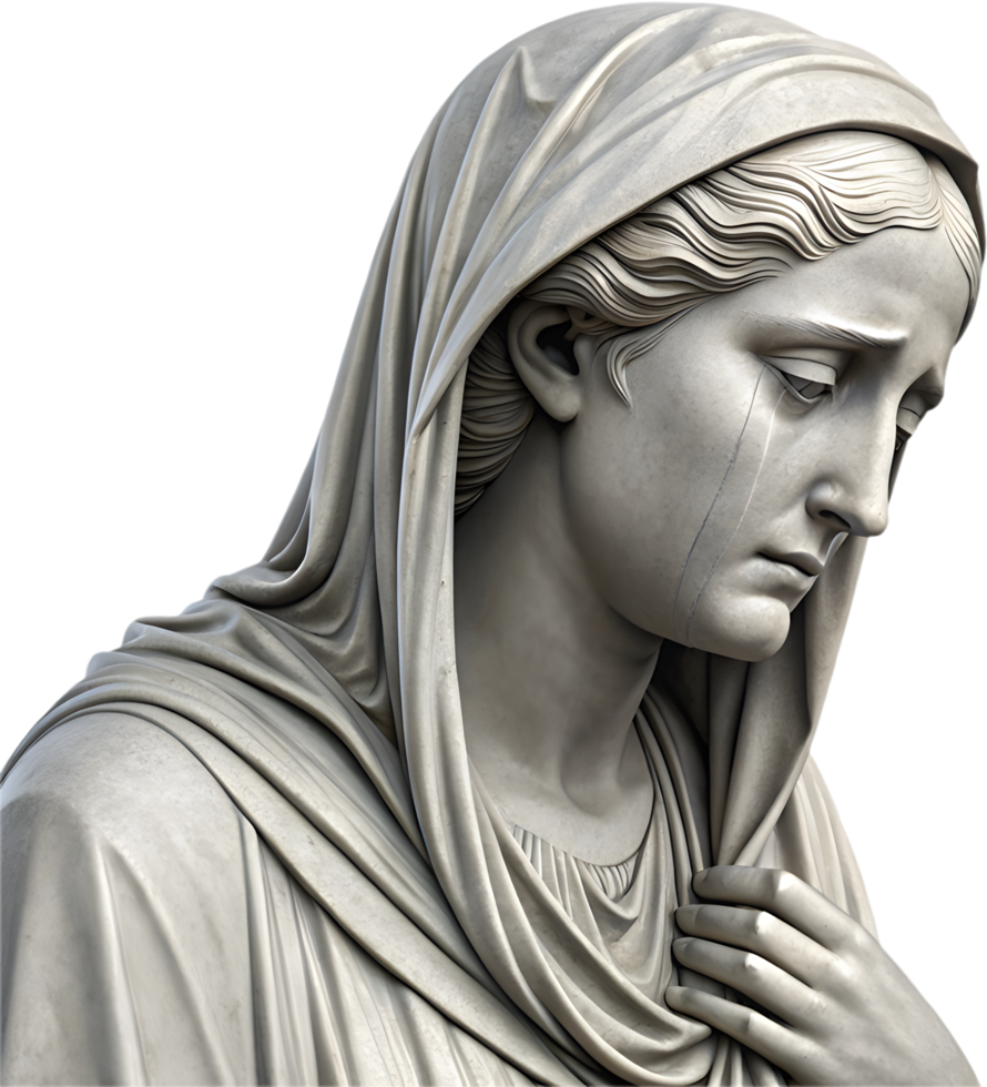 Iconic Mother Mary statue representing holy grace and strength. . png