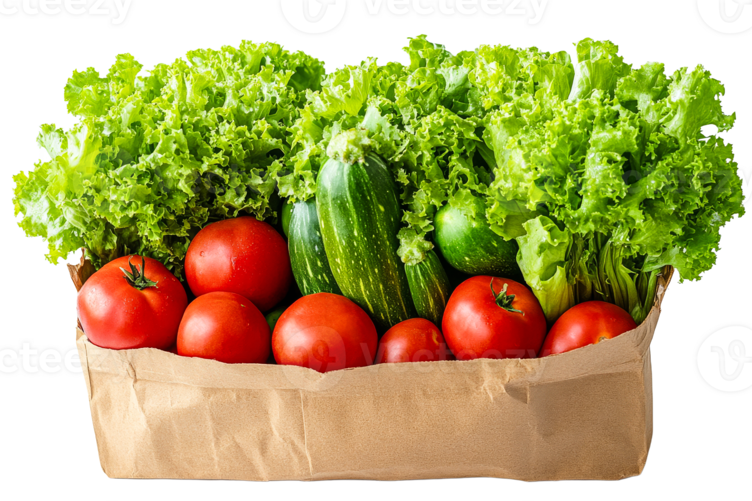 Fresh produce assortment in grocery bag , cut out transparent png