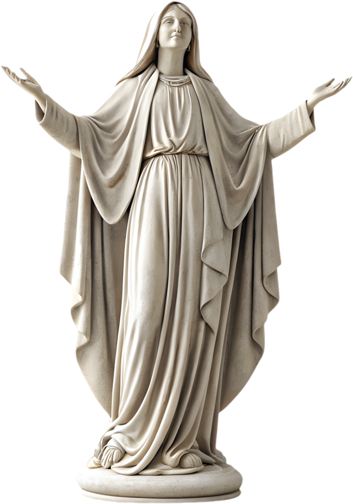 Blessed Mother Mary statue embodying eternal devotion and grace. . png