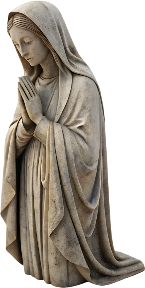 Sacred art of Mother Mary statue representing timeless devotion. . png