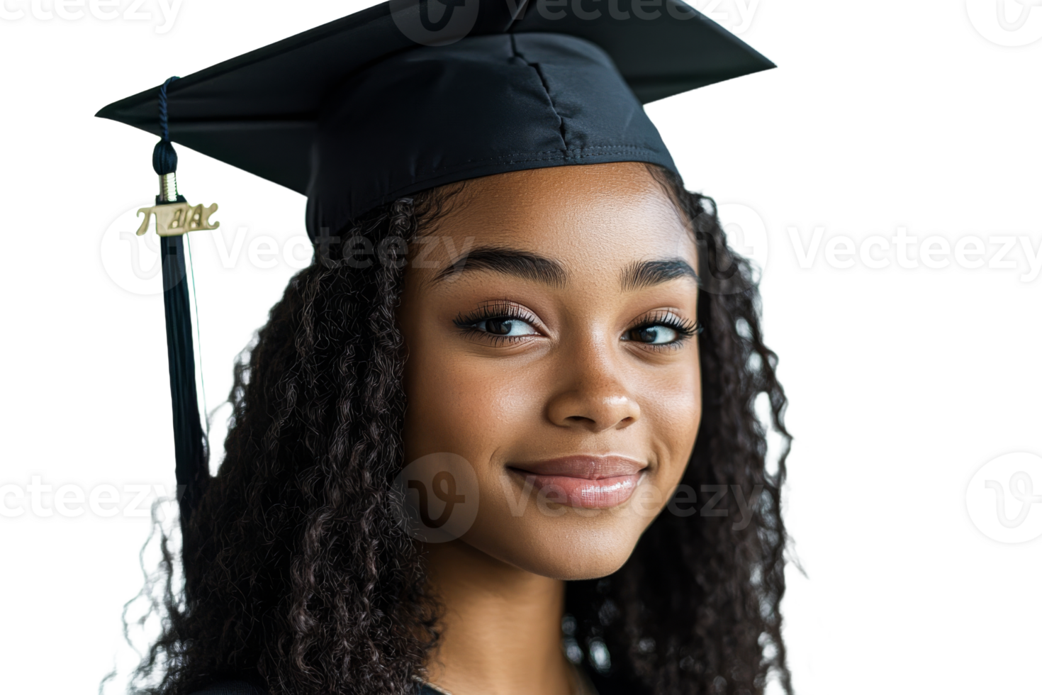 Smiling graduate with cap and tassel, cut out transparent png