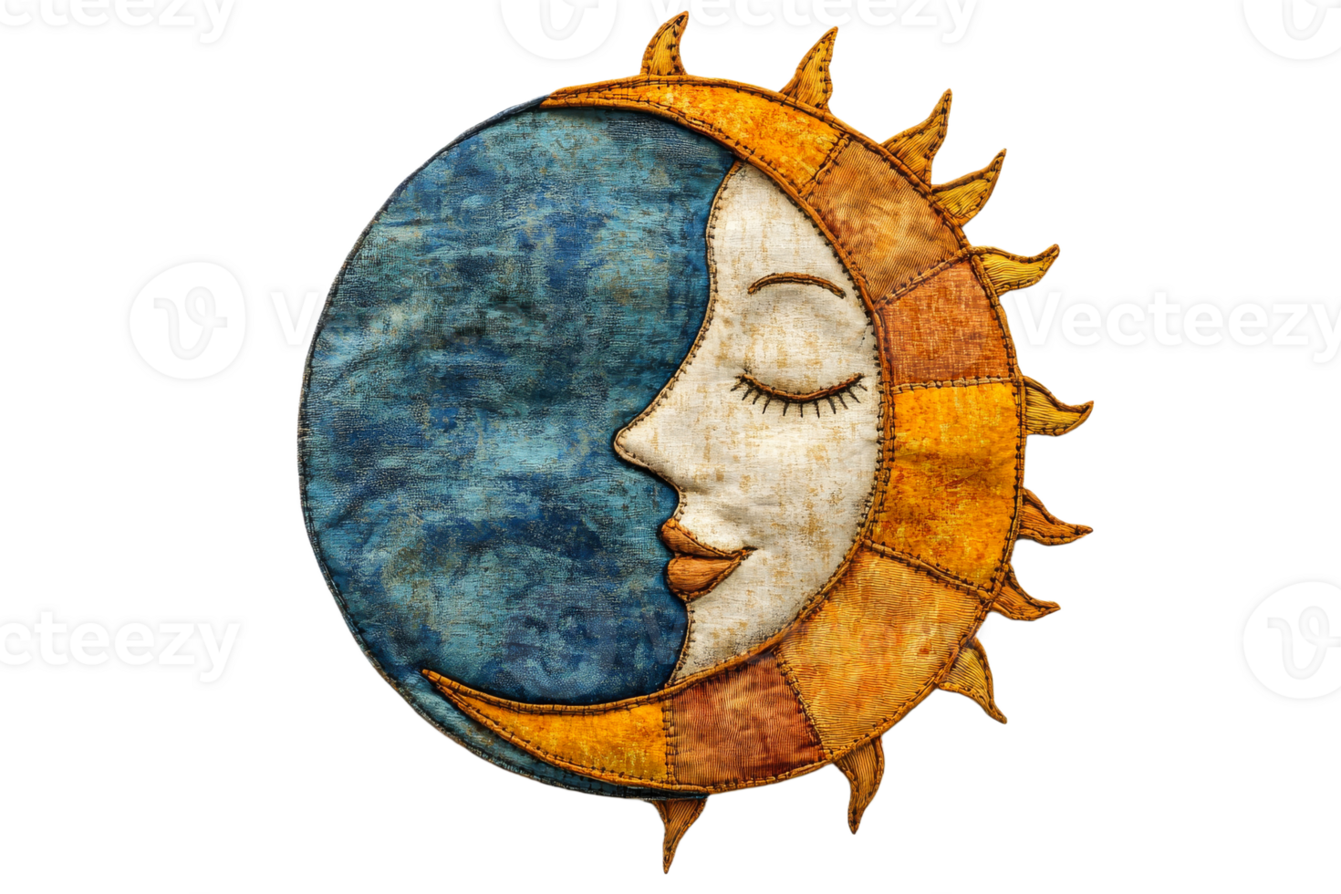Moon and Sun Fabric with Sun Rays, Cut Out Transparent png