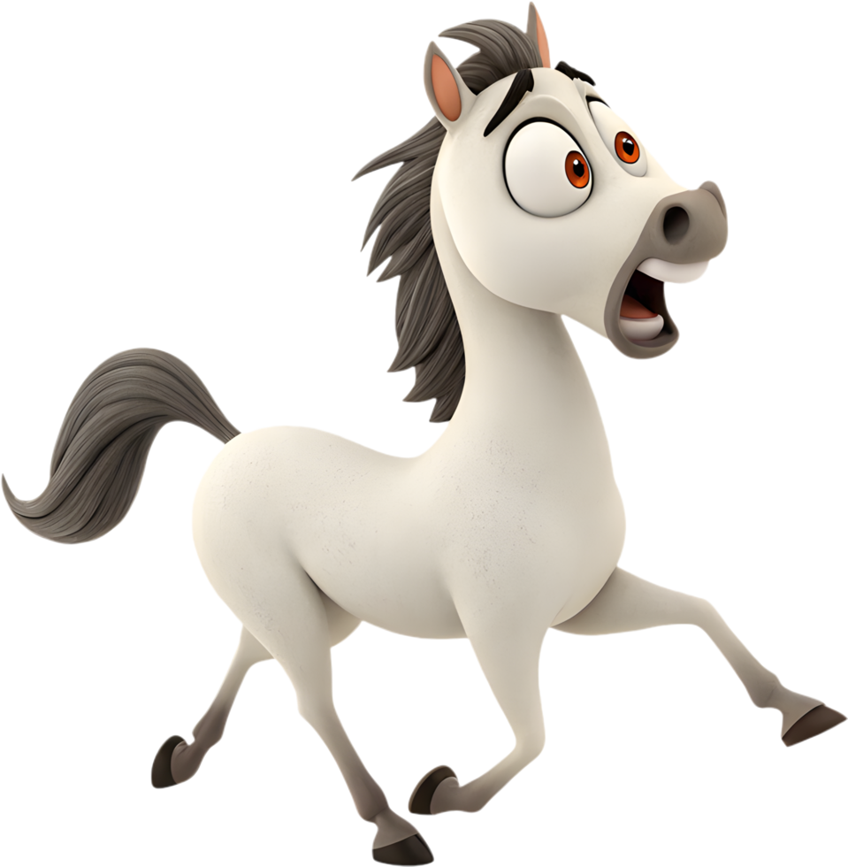 Strong Andalusian horse in animated clipart form with grace and elegance. . png