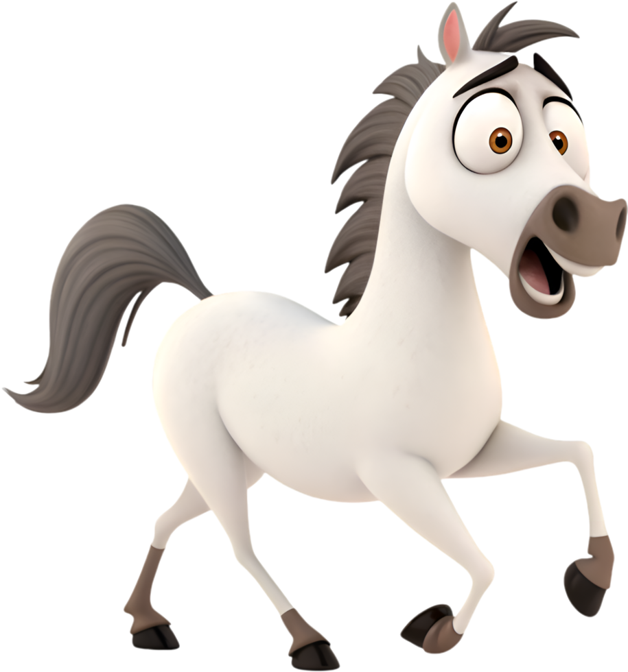 Andalusian horse cartoon showcasing elegance and strength in animated form. . png
