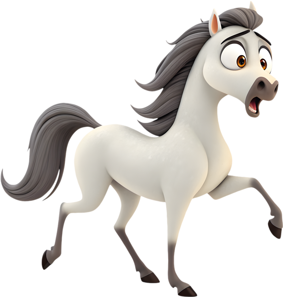 Andalusian horse animated in dynamic form showcasing beauty and strength. . png