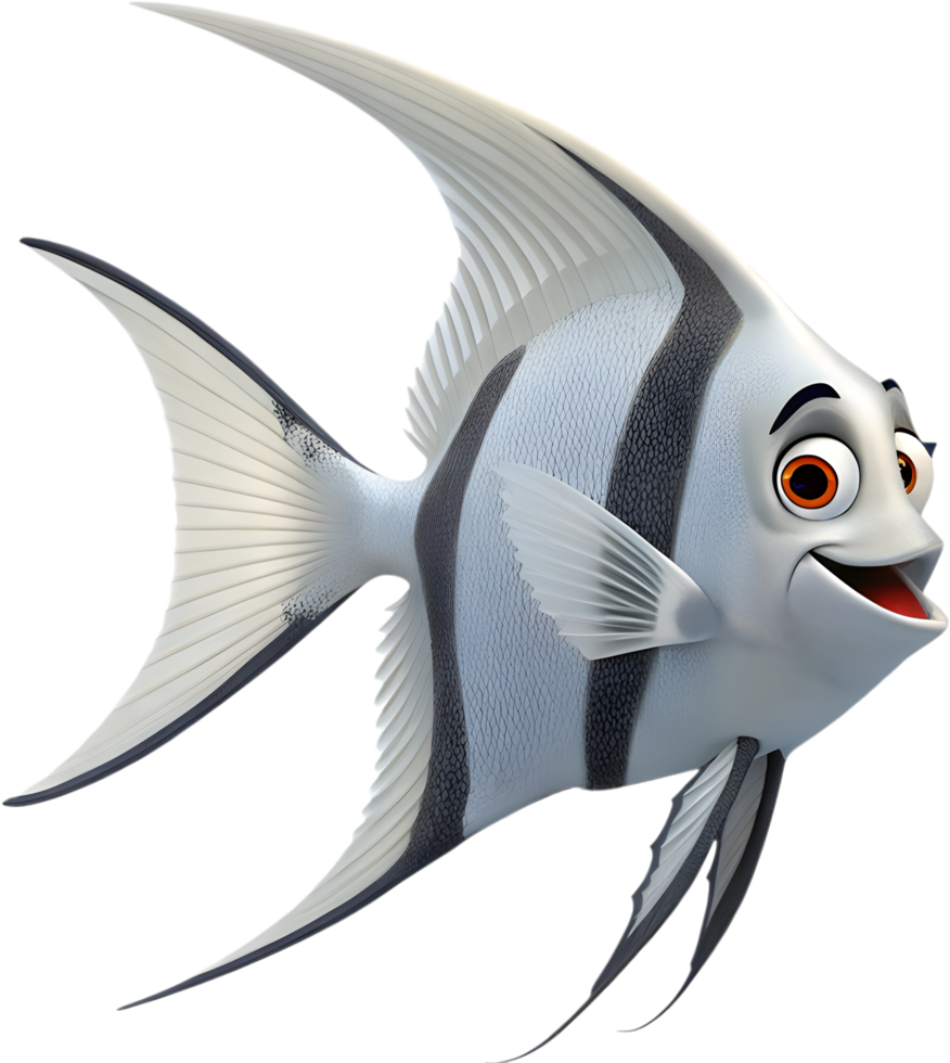 Graceful Angelfish Swimming in Aquatic Art. . png