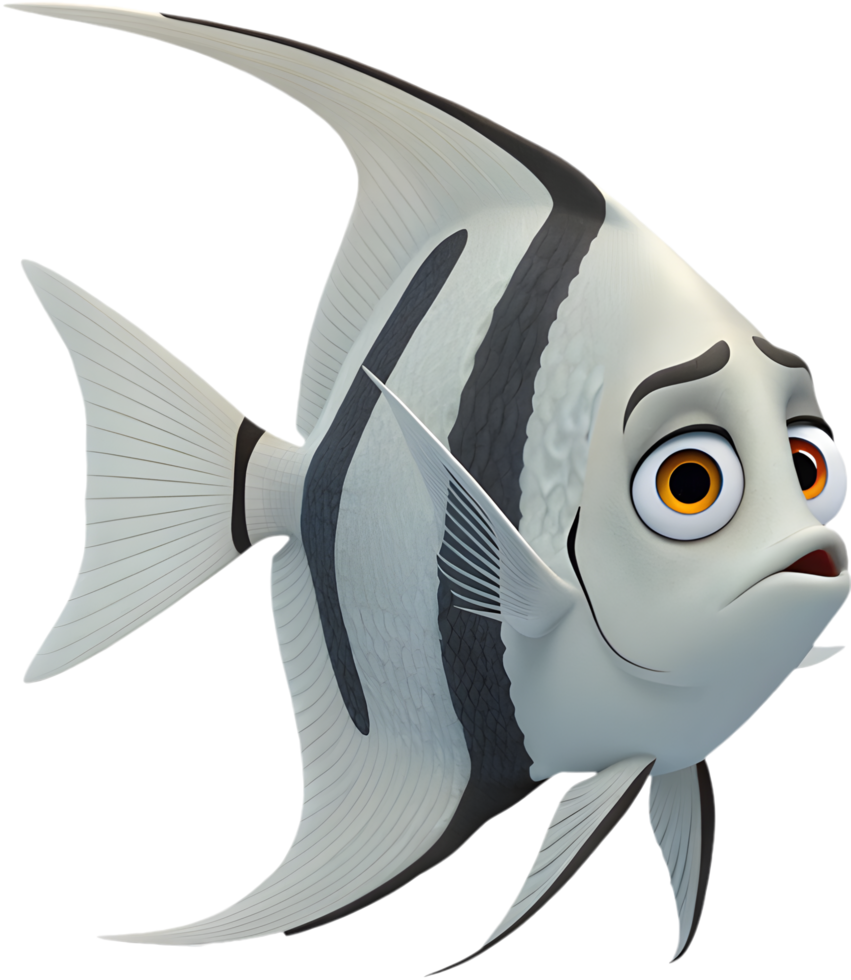 Vibrant Angelfish Artwork with Graceful Swimming Pose. . png
