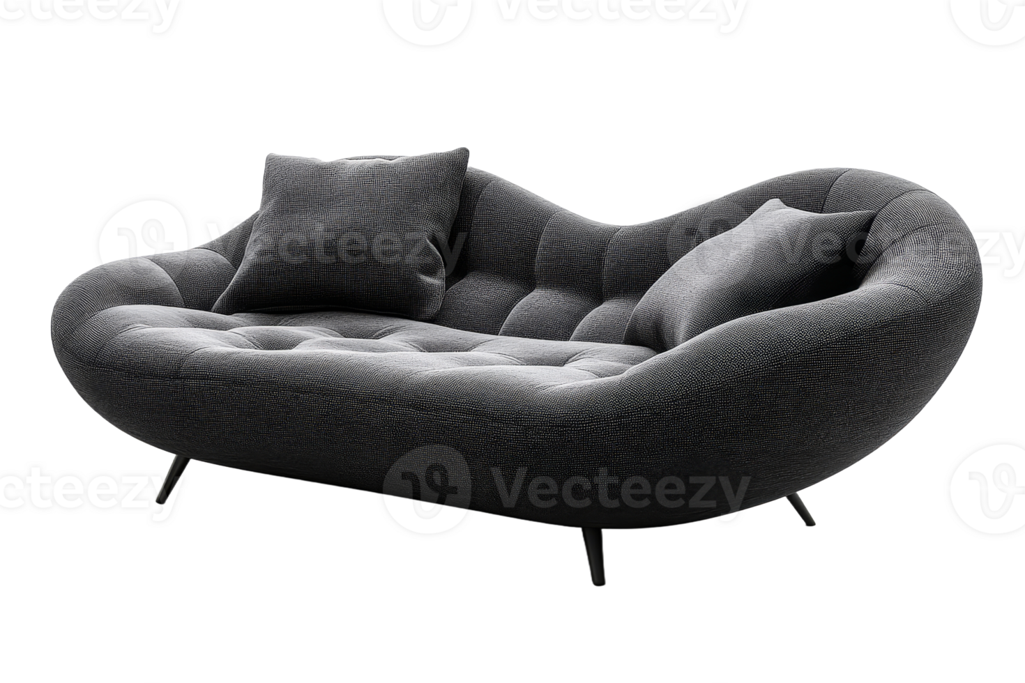 Gray cushioned sofa, pillows, comfortable seat, lounge furniture, cut out transparent png