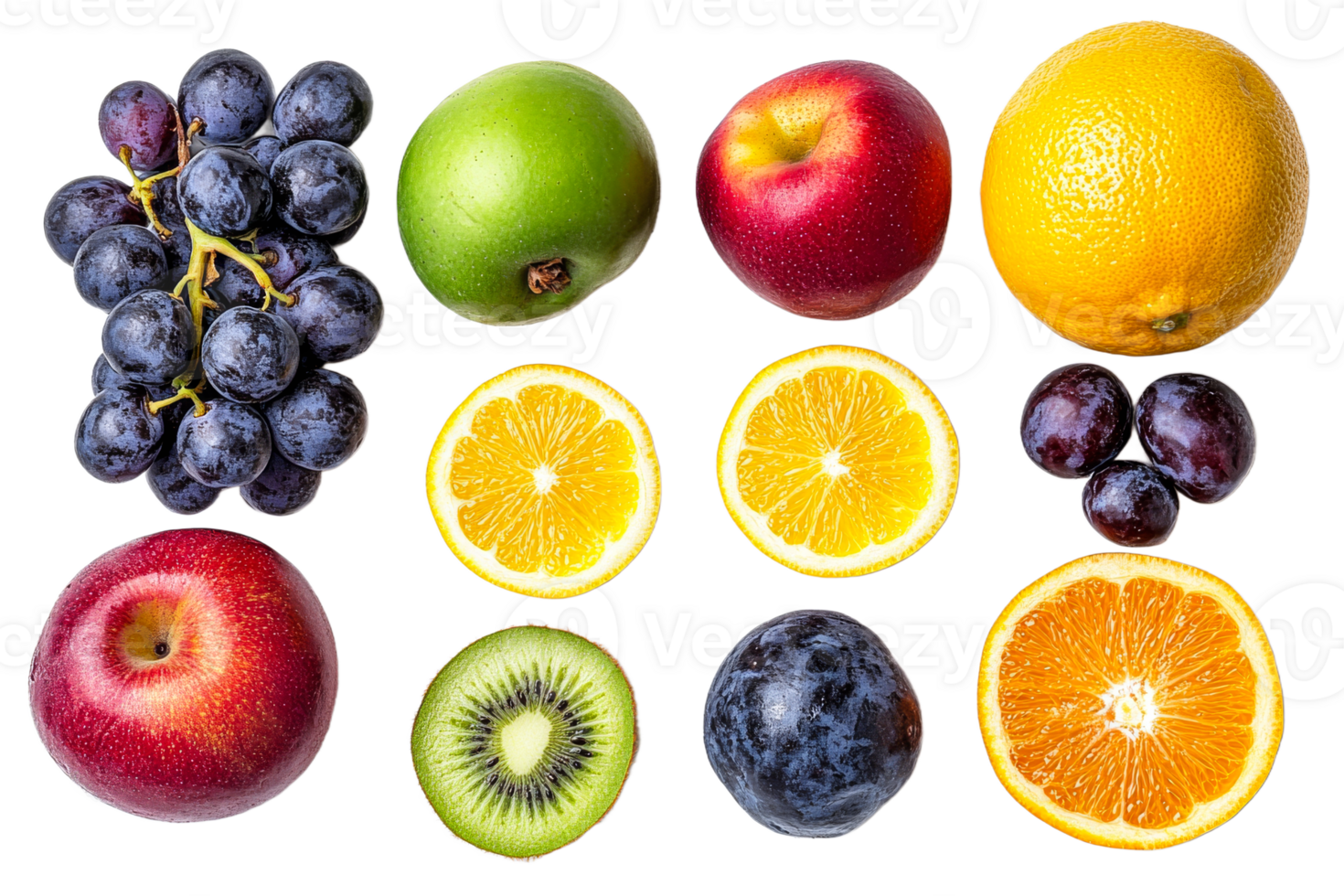 Assorted colorful fruits collection assortment, cut out transparent png