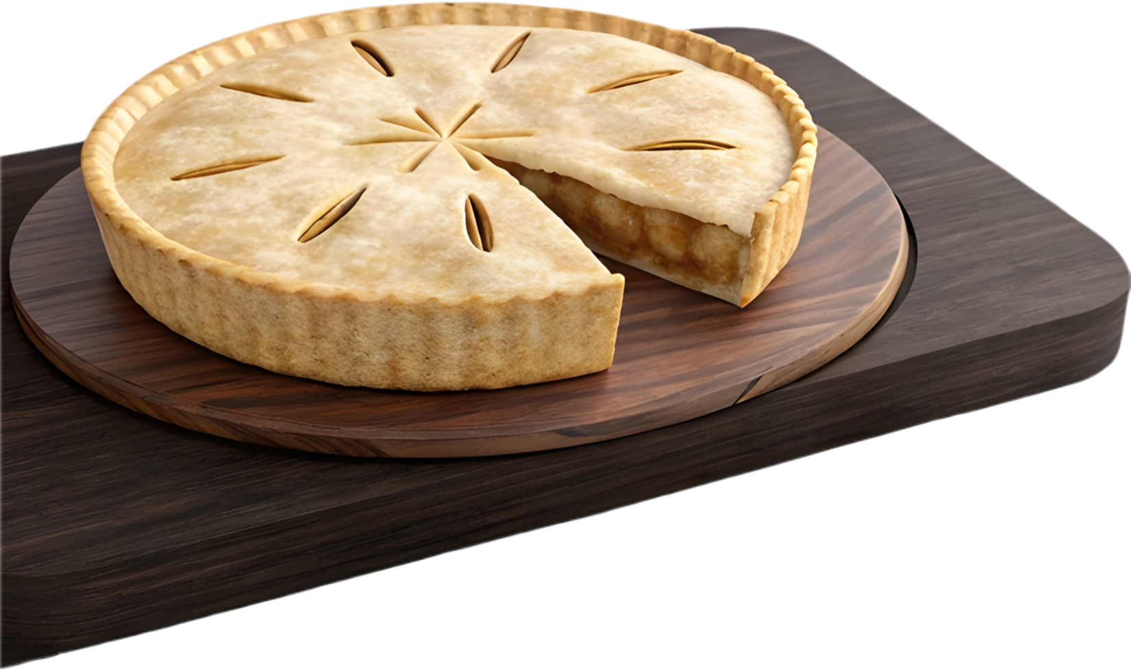 Golden crust apple pie with fresh apple artwork. . png