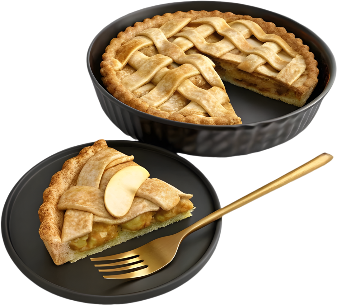 Classic pie slice with a golden crust and apple filling. . png