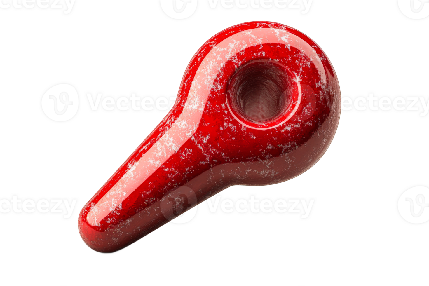 Abstract red key shape with hole, rough texture, isolated, cut out transparent png