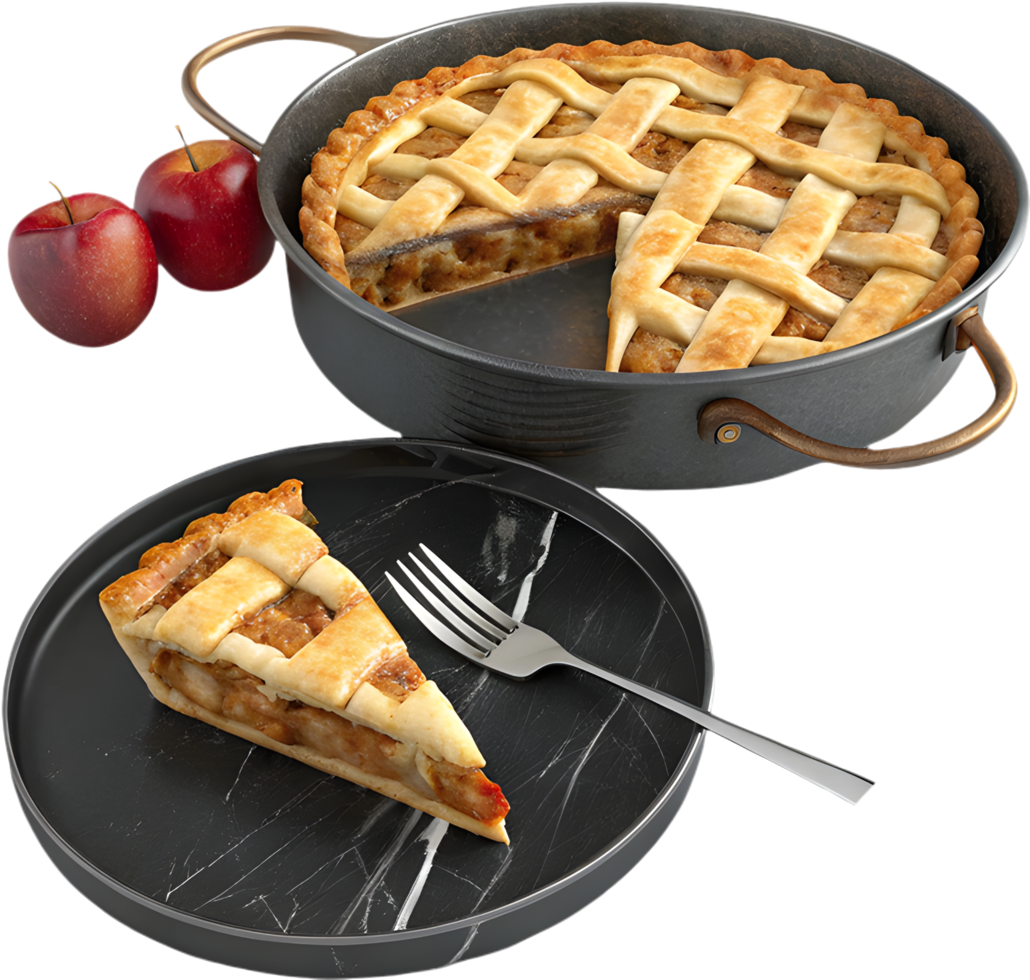 Autumn apple pie clipart with traditional homemade crust. . png