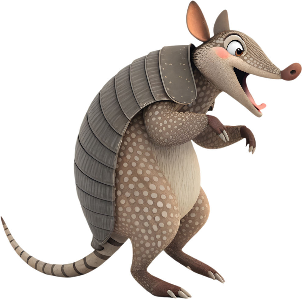 Armadillo Character with Scaly Armor for Defense and Safety. . png