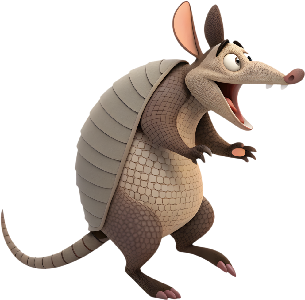 Armadillo Wildlife Character with Hard Shell for Defense. . png
