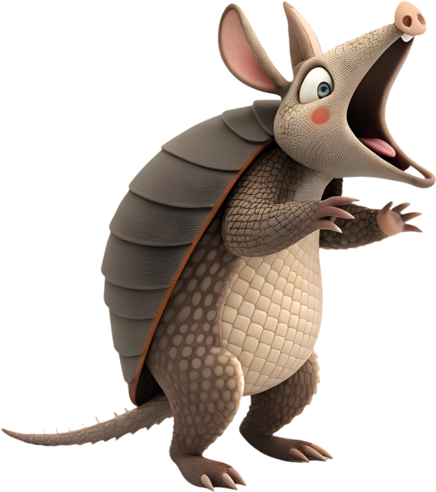 Cute Armadillo with Armored Body for Safe Protection. . png