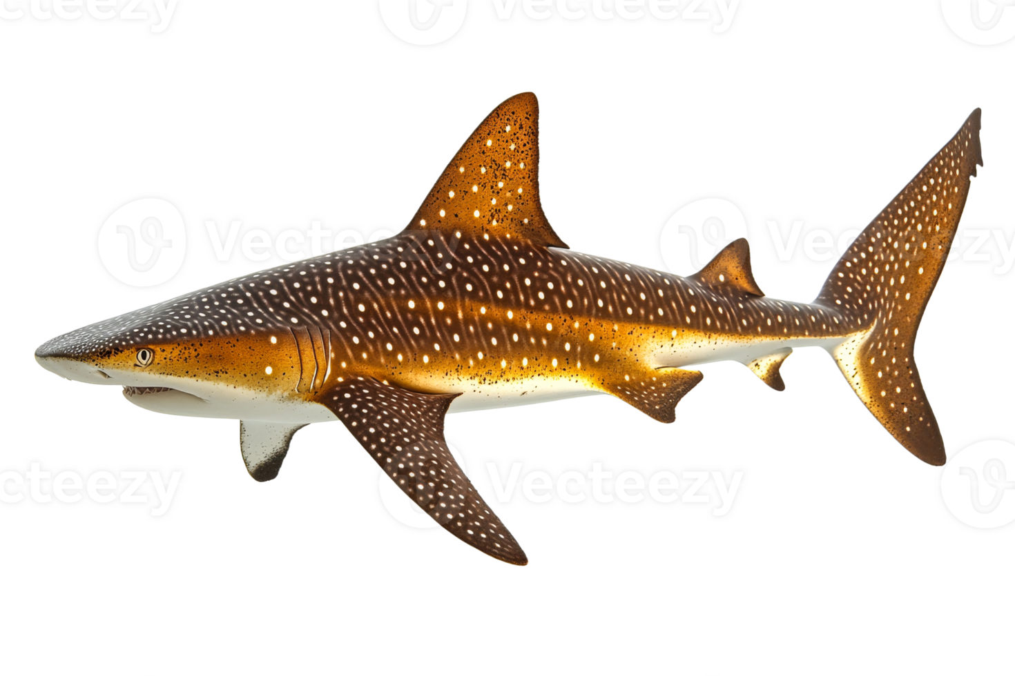 Spotted Shark Poses Gracefully on Black Background, cut out transparent png
