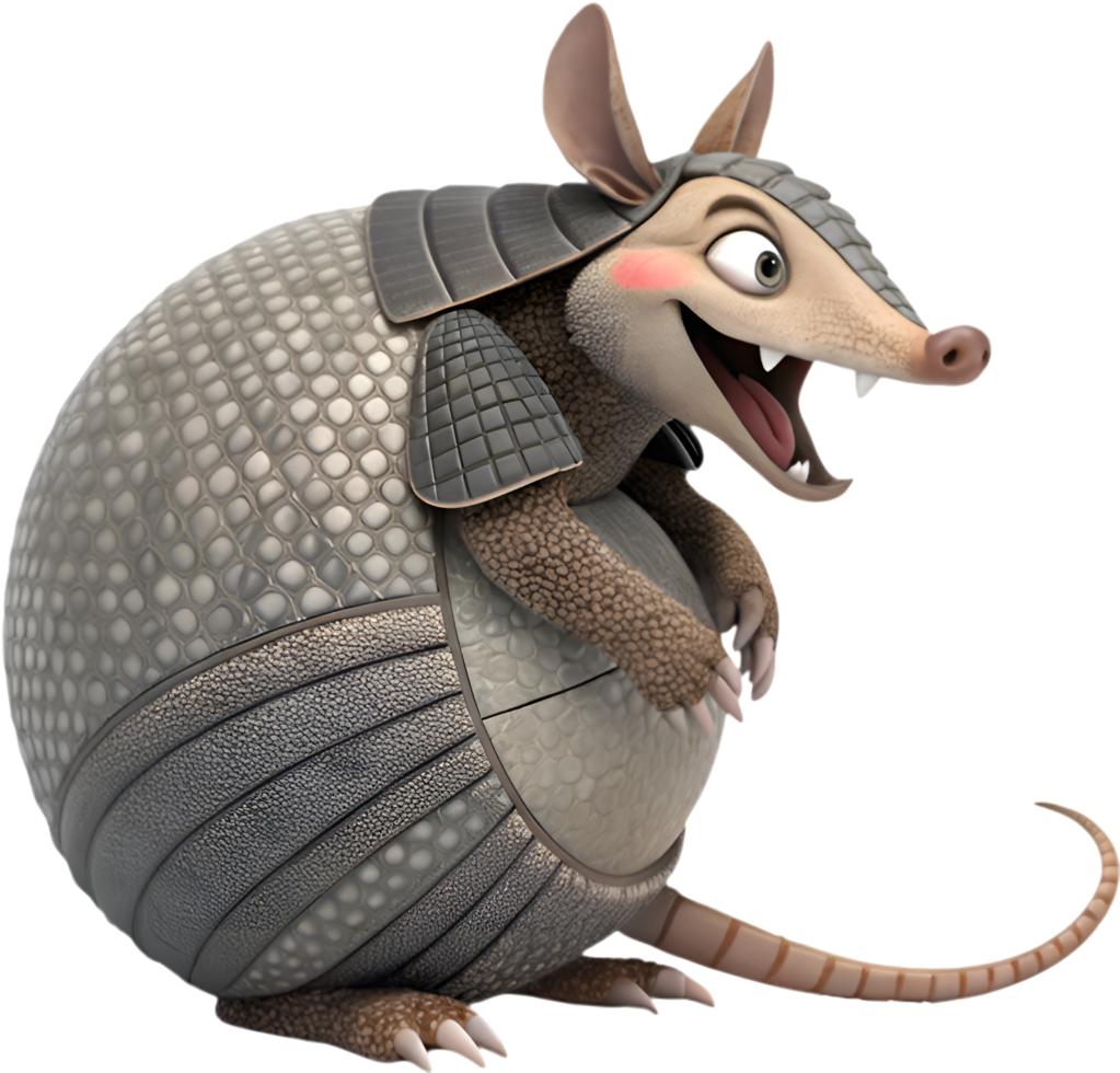 Cute Armadillo with Natural Defense and Armored Plating. . png