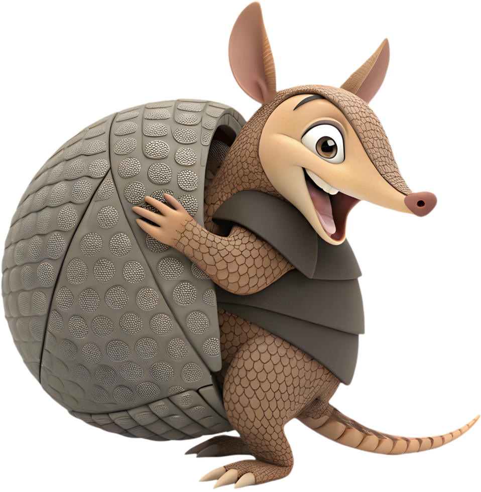 Beautiful Armadillo Animal with Armored Shell for Protection. . png