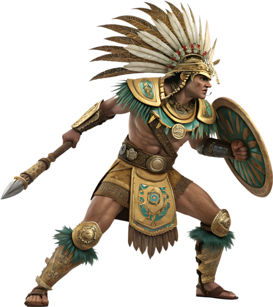 Heroic Aztec Warrior Symbol with an Ancient Battle Theme. . png