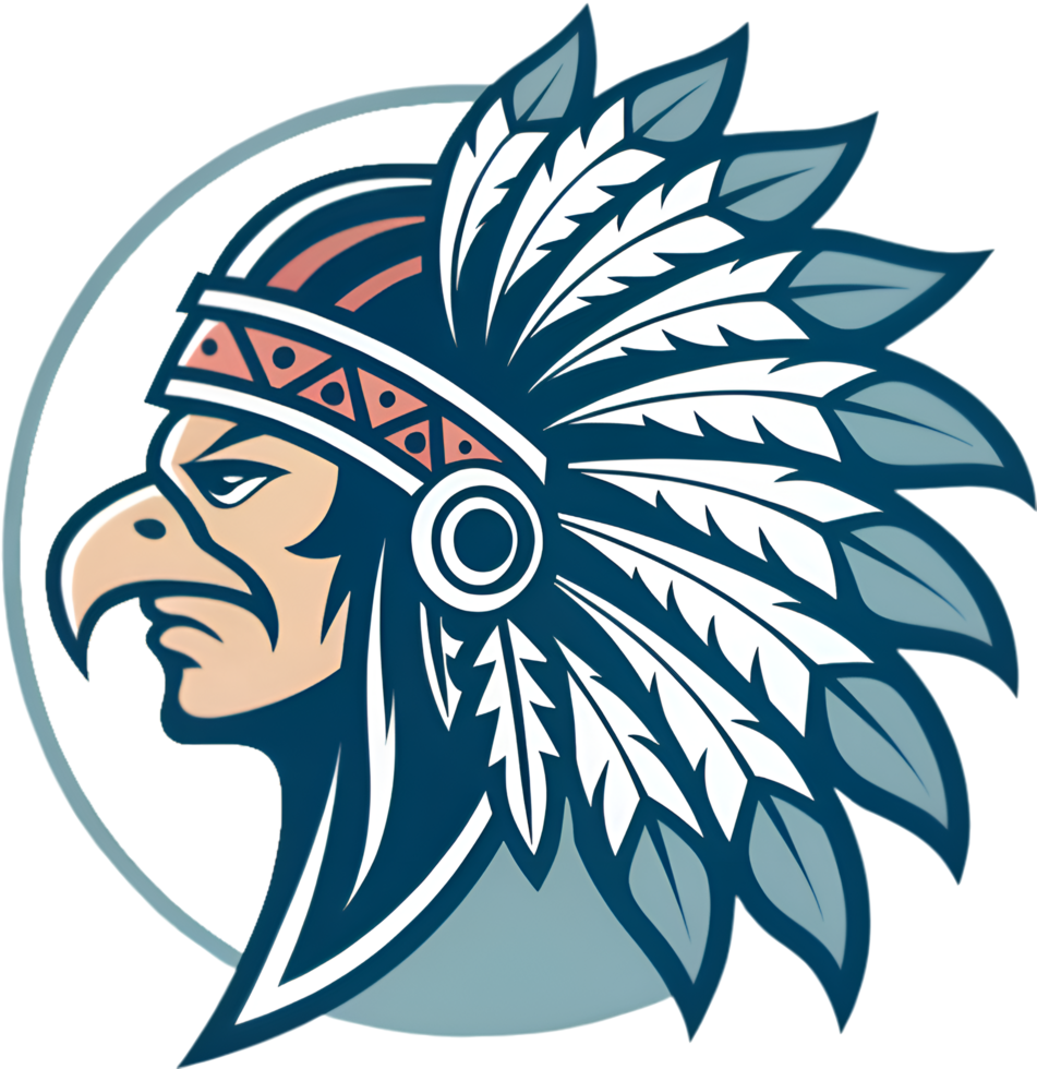 Historic Aztec Emblem Featuring a Brave Eagle Warrior. . png