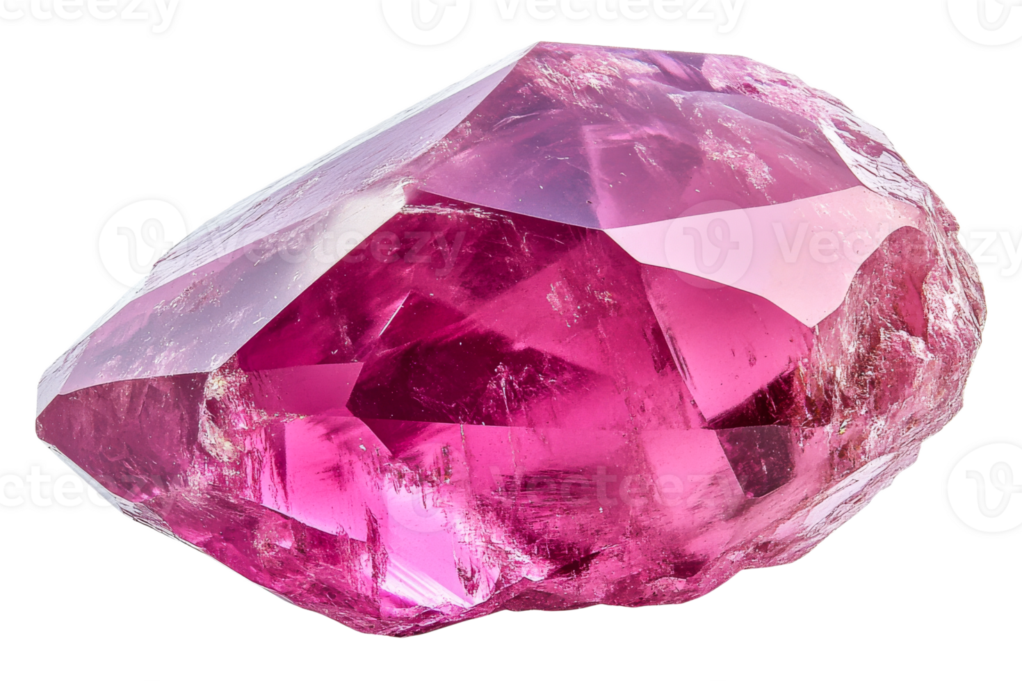 Bright pink crystal mineral specimen, cut out transparent png