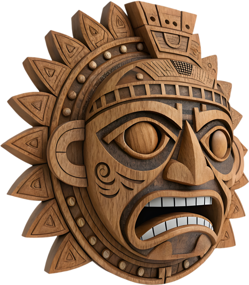 Aztec Mask Representing the Spirit of a Powerful Warrior. . png
