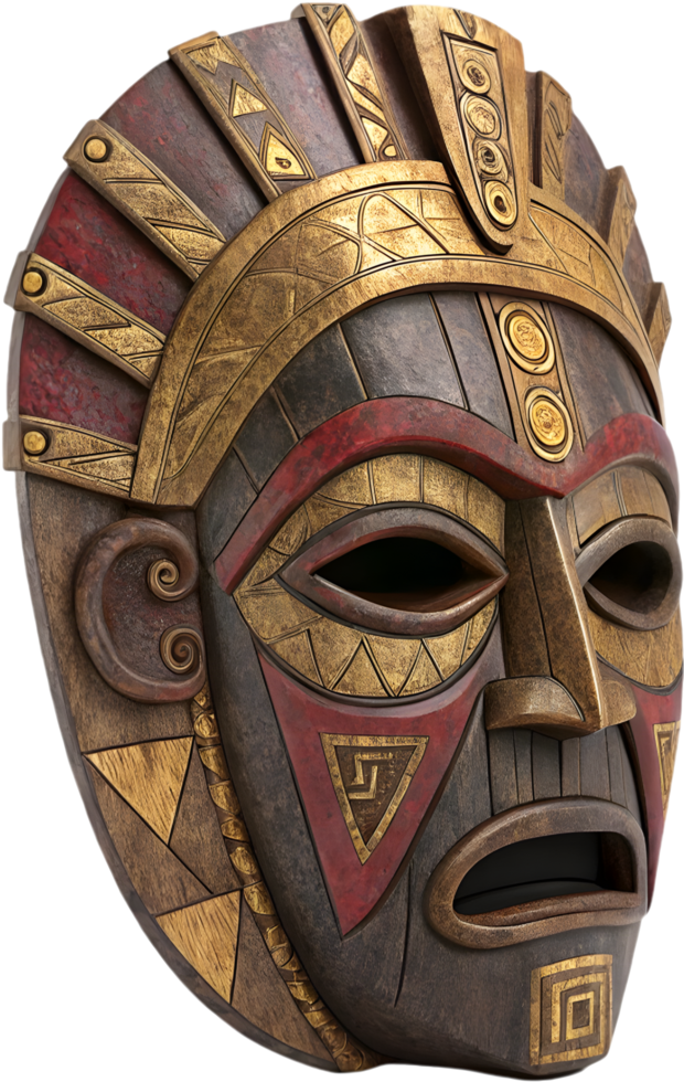 Ancient Aztec Warrior Mask with Cultural Significance. . png