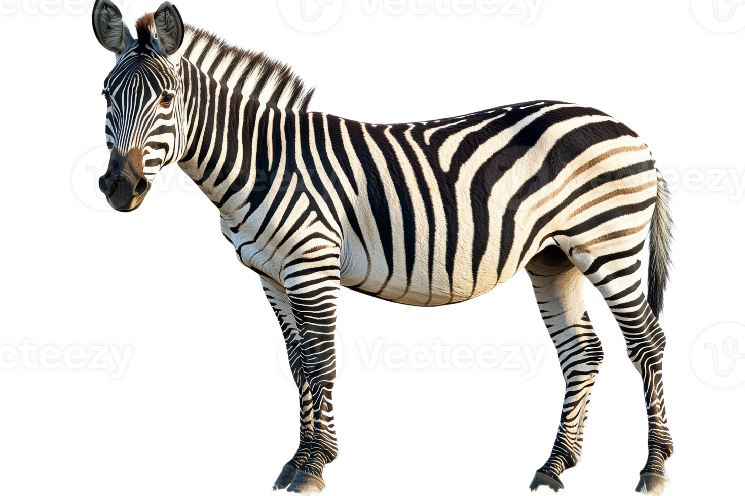 Zebra isolated, animal striped, african wildlife, savanna herbivore, cut out transparent png