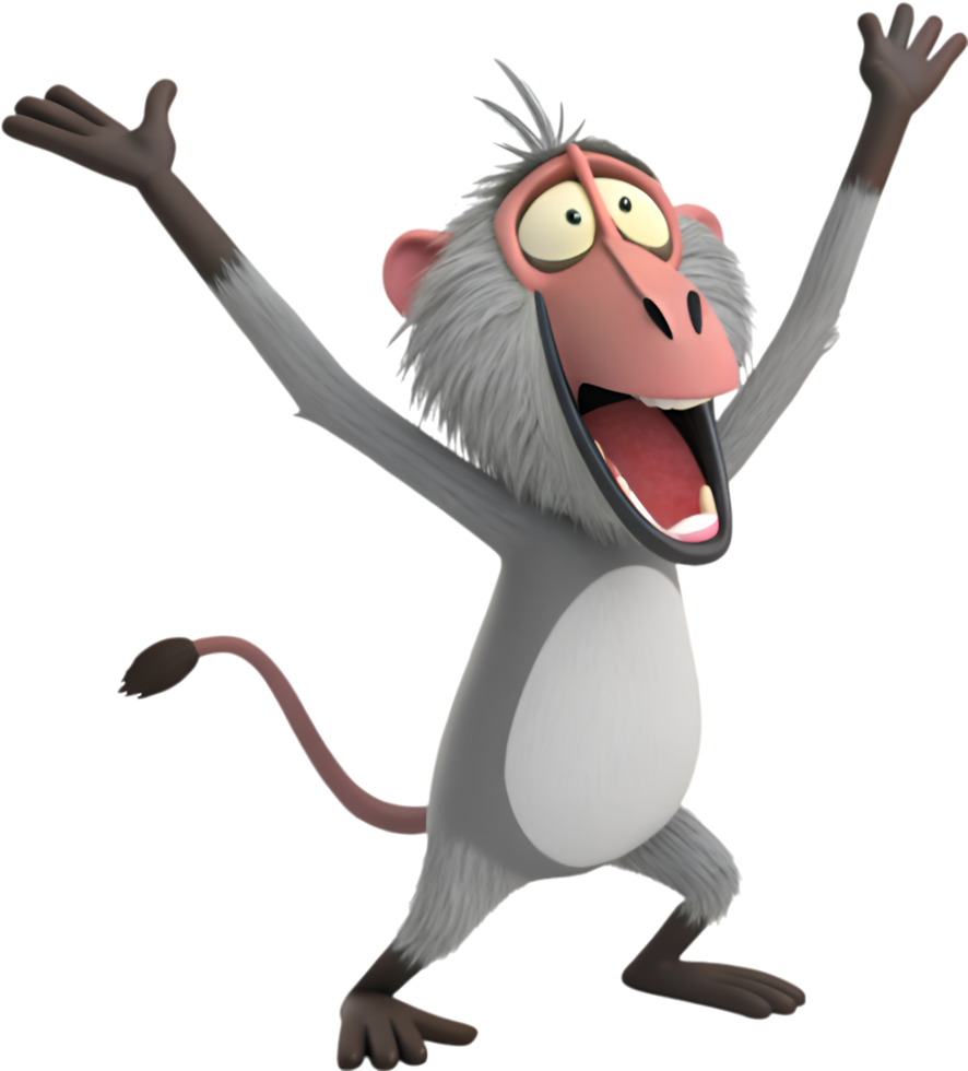 Agile and Intelligent Baboon Roaring with Strength. . png