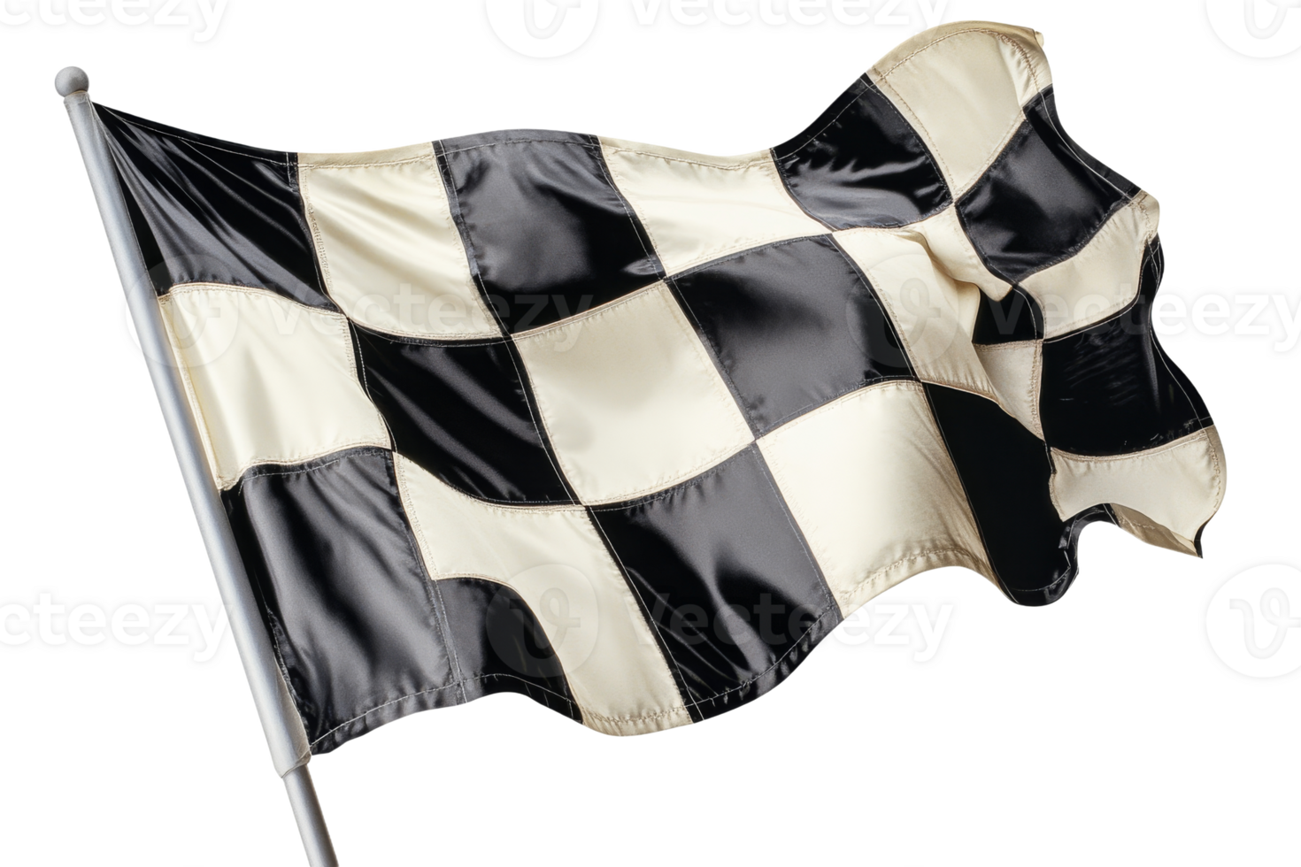 Waving checkered flag, end of race, victory celebration, cut out transparent png