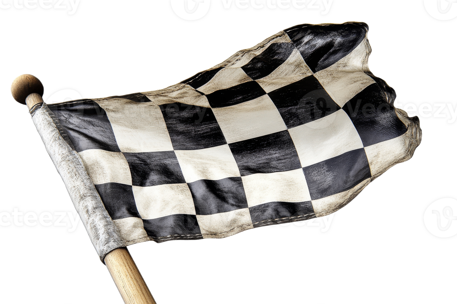 Checkered flag waving, vintage look, winner symbol, cut out transparent png